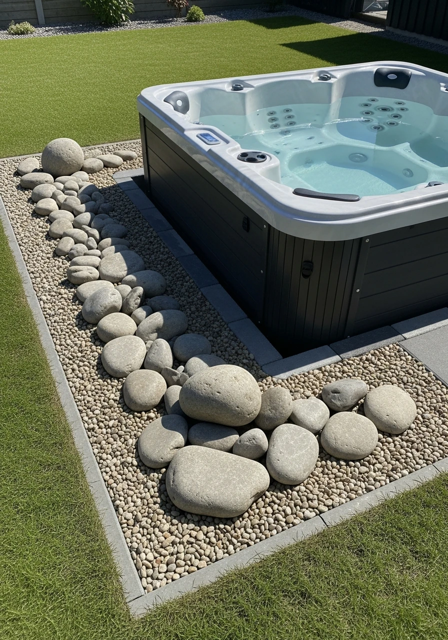 Use A Rock Garden - 50 Hot Tub Ideas for Backyard Retreats (High-End Looks on a Budget)