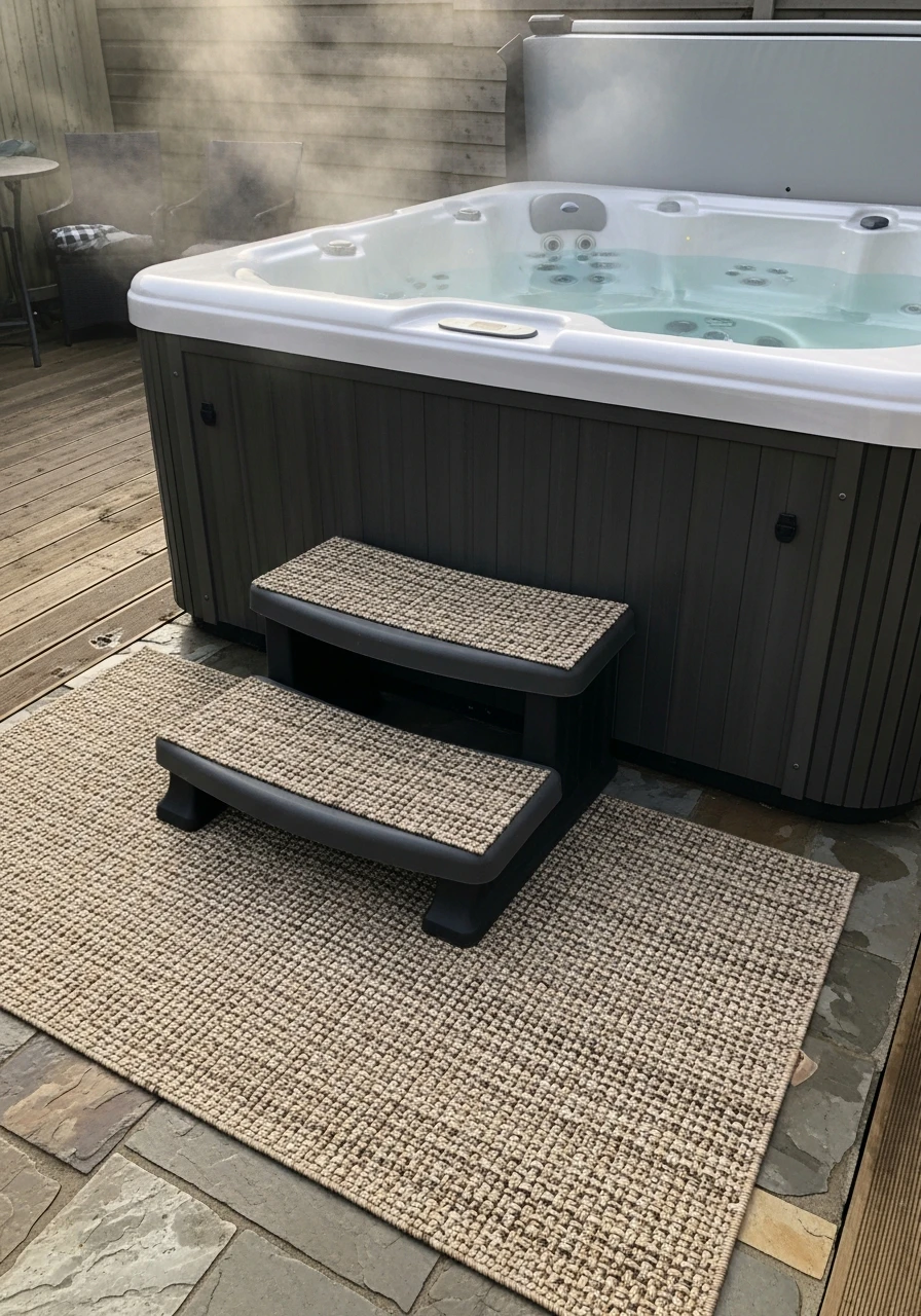 Add An Outdoor Rug - 50 Hot Tub Ideas for Backyard Retreats (High-End Looks on a Budget)