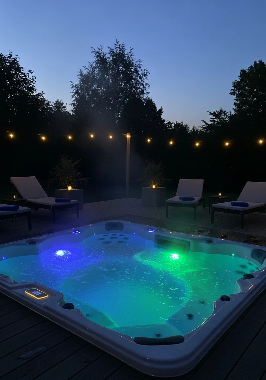 Fun Built-In LED Lights - 50 Hot Tub Ideas for Backyard Retreats (High-End Looks on a Budget)