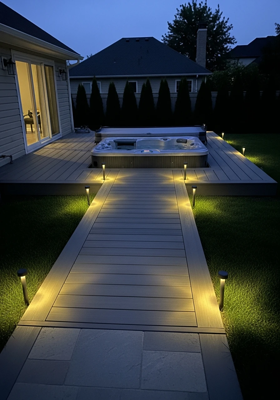 Safe Solar Pathway Lights - 50 Hot Tub Ideas for Backyard Retreats (High-End Looks on a Budget)