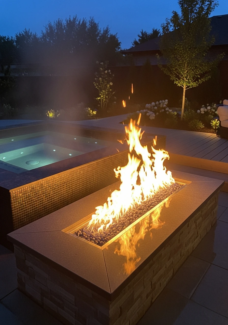 Fire Pit Warmth - 50 Hot Tub Ideas for Backyard Retreats (High-End Looks on a Budget)