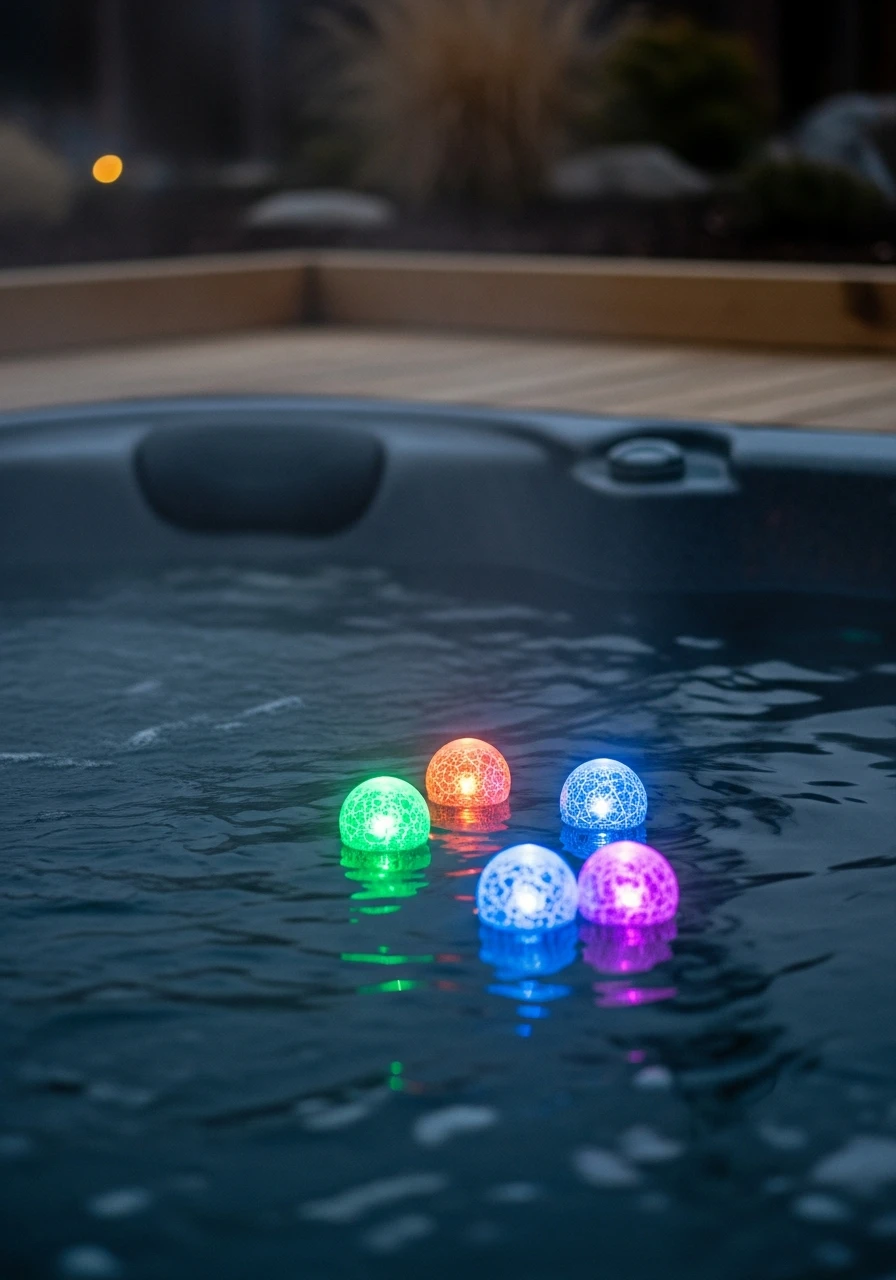 Floating Water Lights - 50 Hot Tub Ideas for Backyard Retreats (High-End Looks on a Budget)