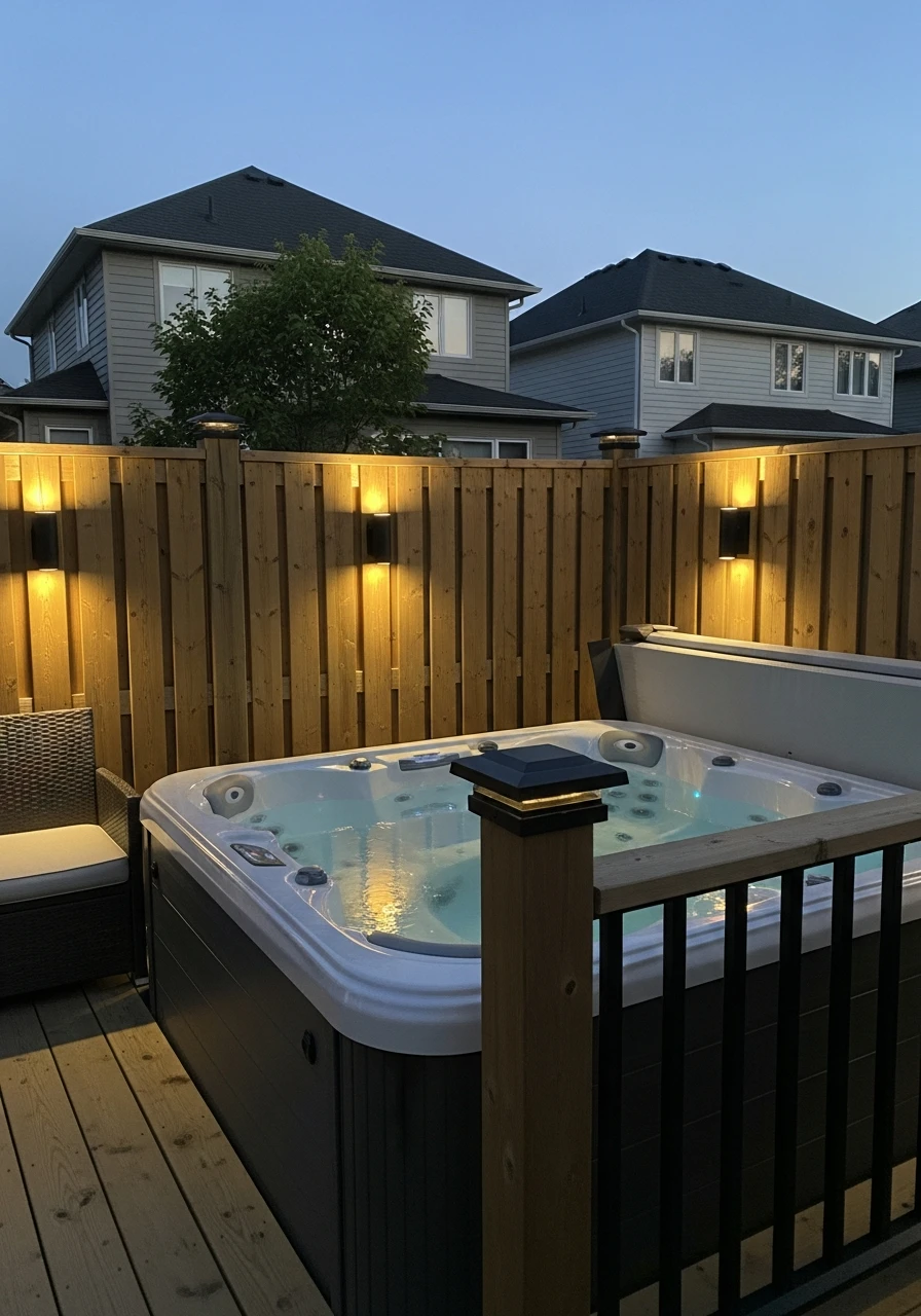 Outdoor Wall Sconces - 50 Hot Tub Ideas for Backyard Retreats (High-End Looks on a Budget)