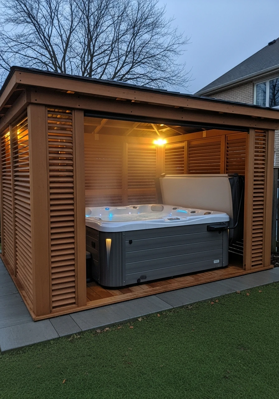 Gazebo Year-Round Use - 50 Hot Tub Ideas for Backyard Retreats (High-End Looks on a Budget)