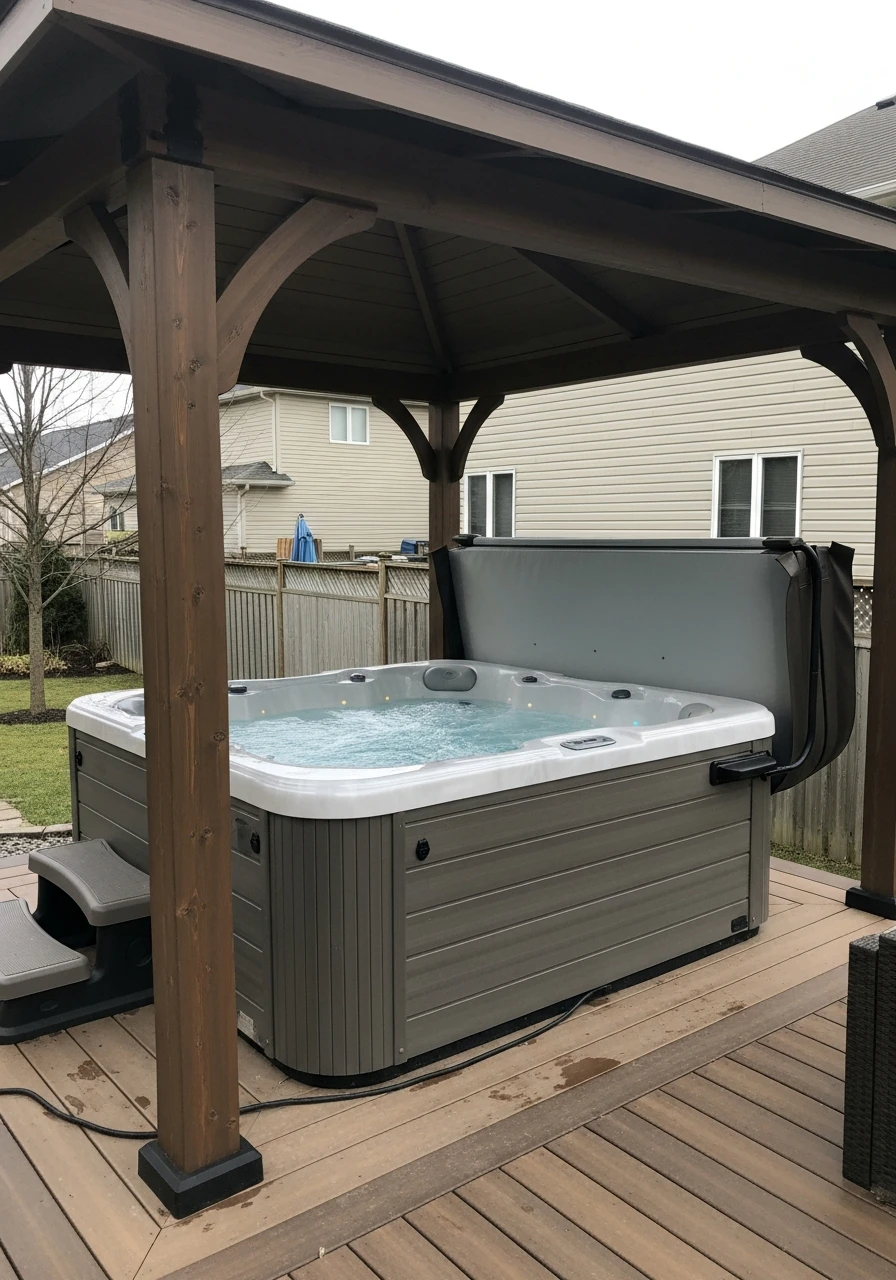 Covered Patio All Year - 50 Hot Tub Ideas for Backyard Retreats (High-End Looks on a Budget)