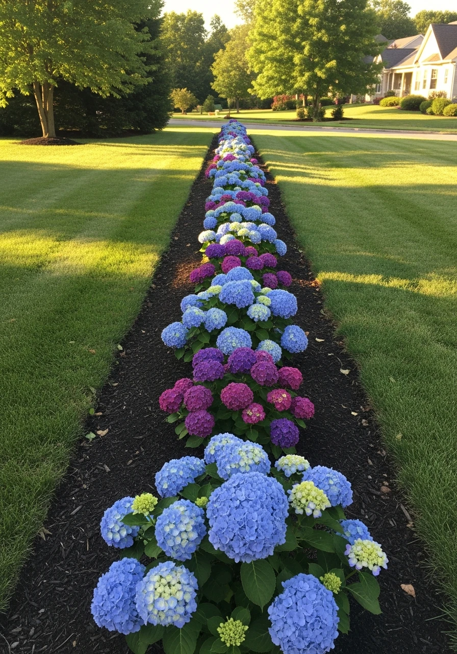 Repeating Pattern Rhythm - 50 Simple Hydrangea Landscaping Ideas to Boost Your Curb Appeal