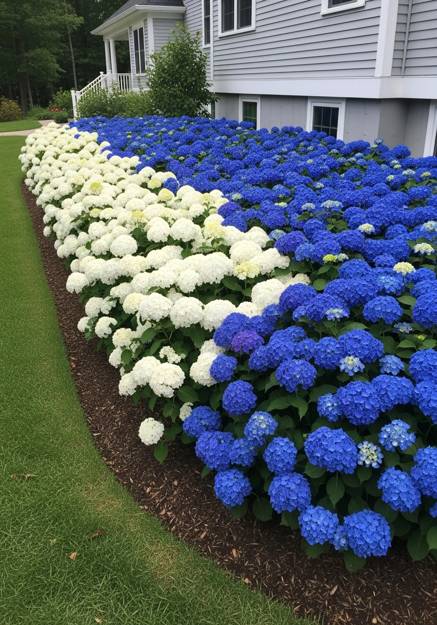 Bold Color Blocking - 50 Simple Hydrangea Landscaping Ideas to Boost Your Curb Appeal