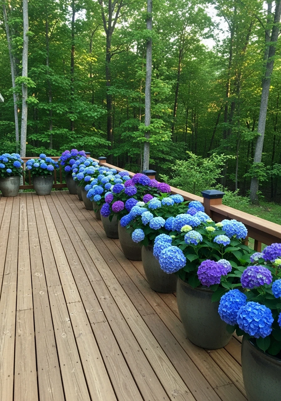 Deck Border Containers - 50 Simple Hydrangea Landscaping Ideas to Boost Your Curb Appeal