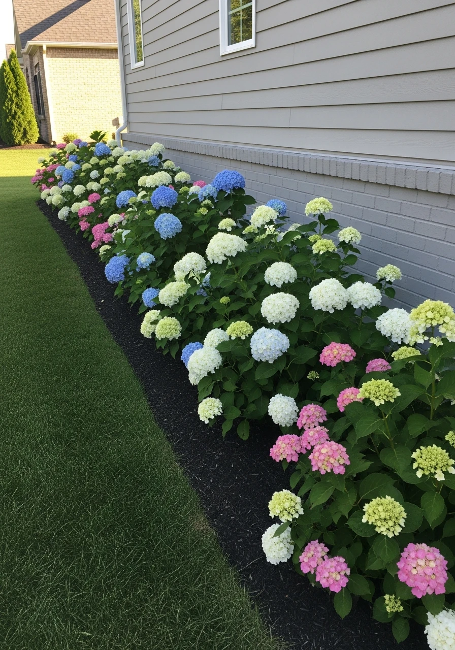 Soften House Foundations - 50 Simple Hydrangea Landscaping Ideas to Boost Your Curb Appeal