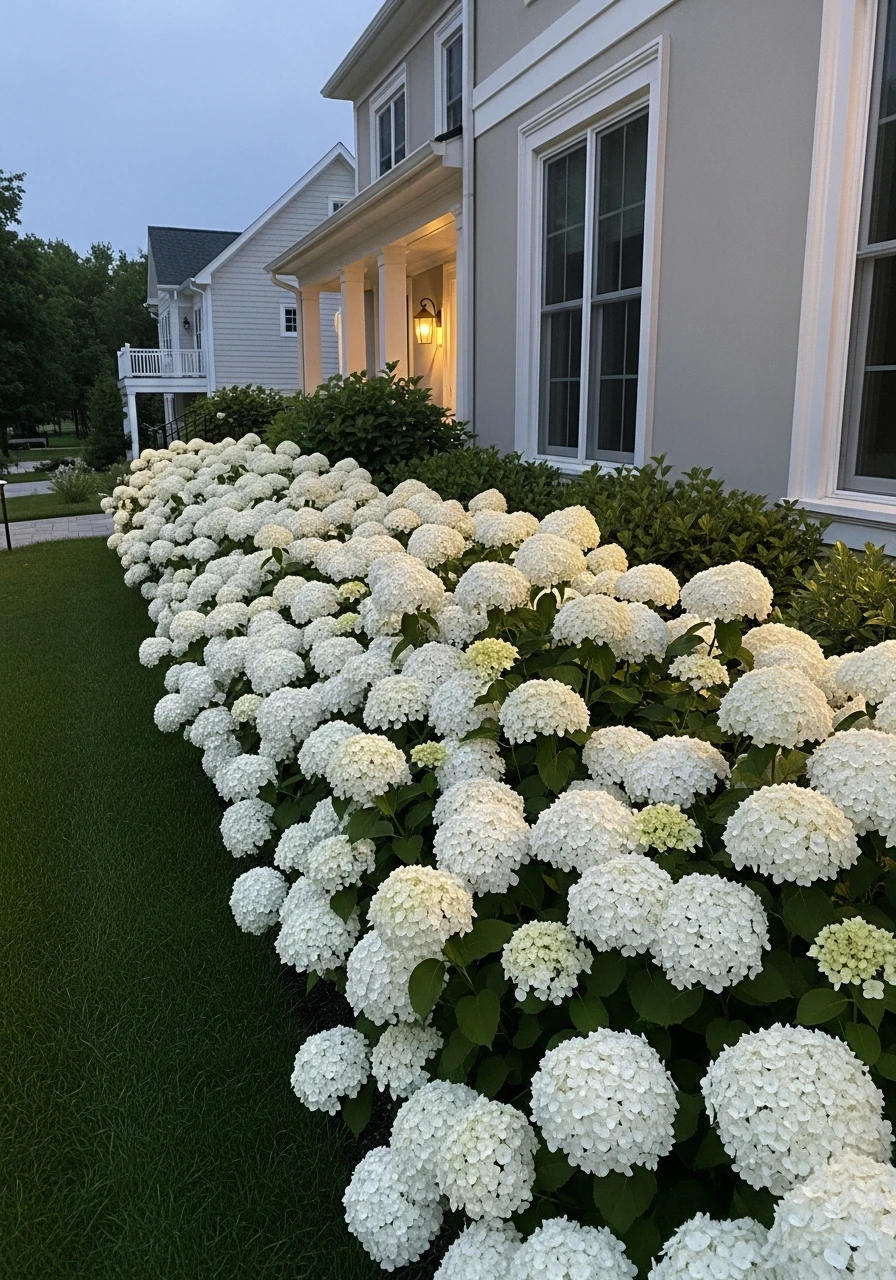 Classic White Elegance - 50 Simple Hydrangea Landscaping Ideas to Boost Your Curb Appeal
