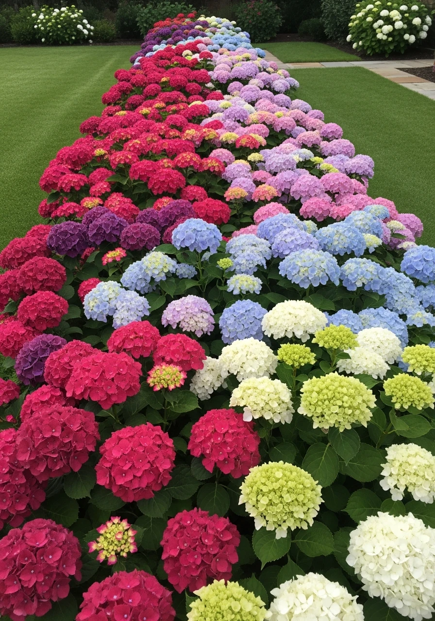Ombré Color Border - 50 Simple Hydrangea Landscaping Ideas to Boost Your Curb Appeal