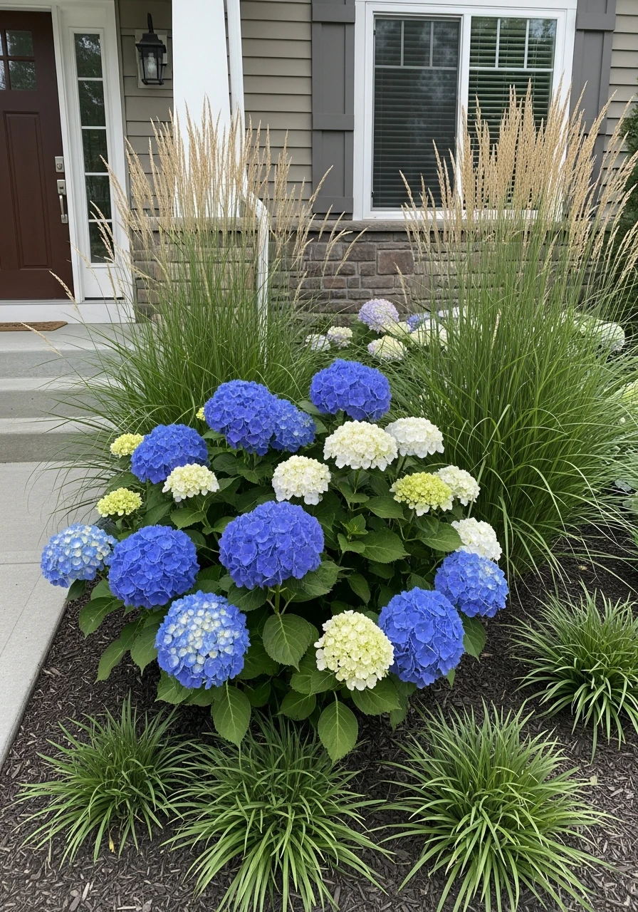 Balance Blooms with Grass - 50 Simple Hydrangea Landscaping Ideas to Boost Your Curb Appeal