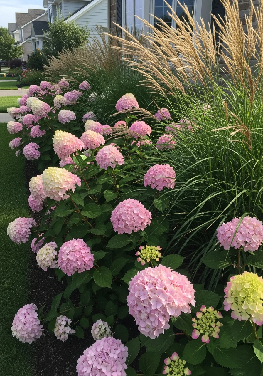 Pair with Grasses - 50 Simple Hydrangea Landscaping Ideas to Boost Your Curb Appeal