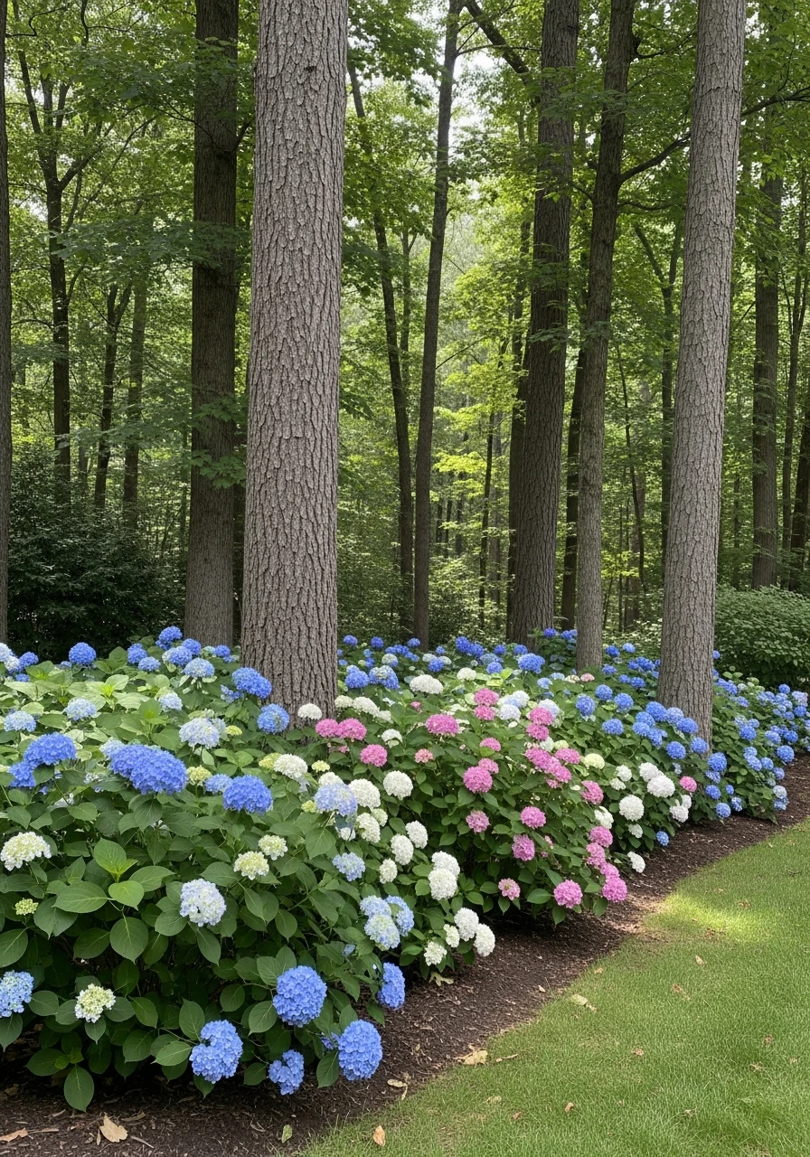Woodland Edge Look - 50 Simple Hydrangea Landscaping Ideas to Boost Your Curb Appeal