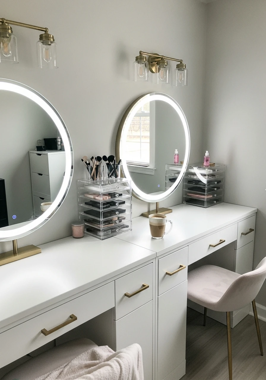 Dual Makeup Station Room - 50 Must-Try Makeup Room Ideas For Your Home