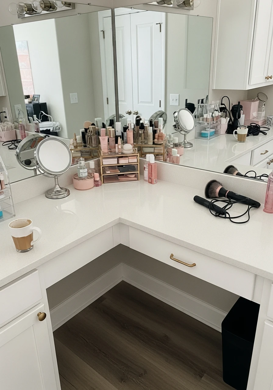 L-Shaped Makeup Room Layout - 50 Must-Try Makeup Room Ideas For Your Home