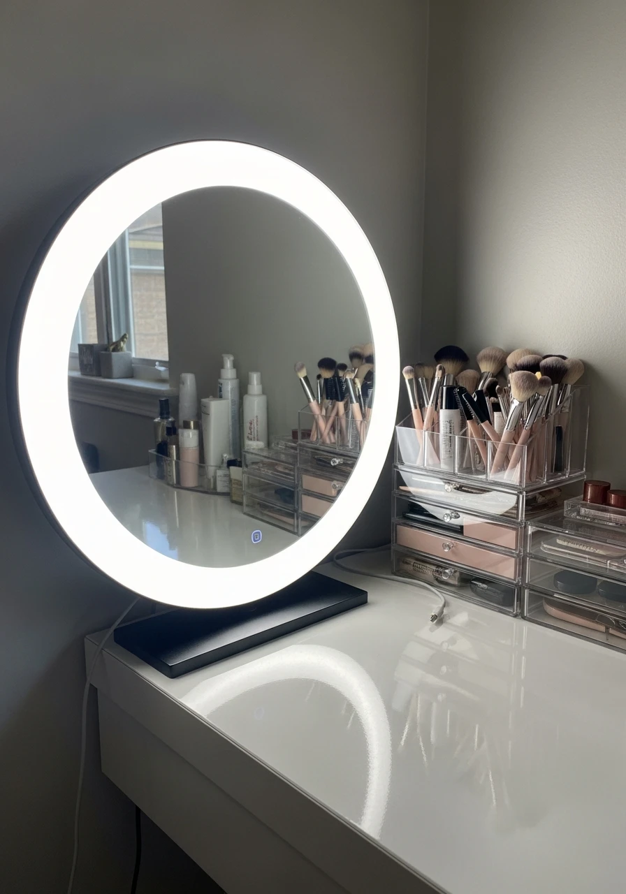 Ring-Light Makeup Room - 50 Must-Try Makeup Room Ideas For Your Home