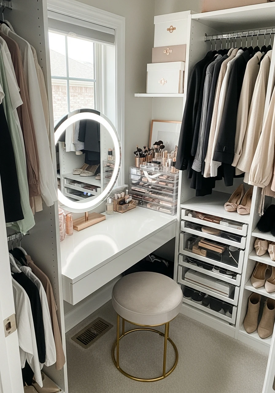 Closet Beauty Station Setup - 50 Must-Try Makeup Room Ideas For Your Home