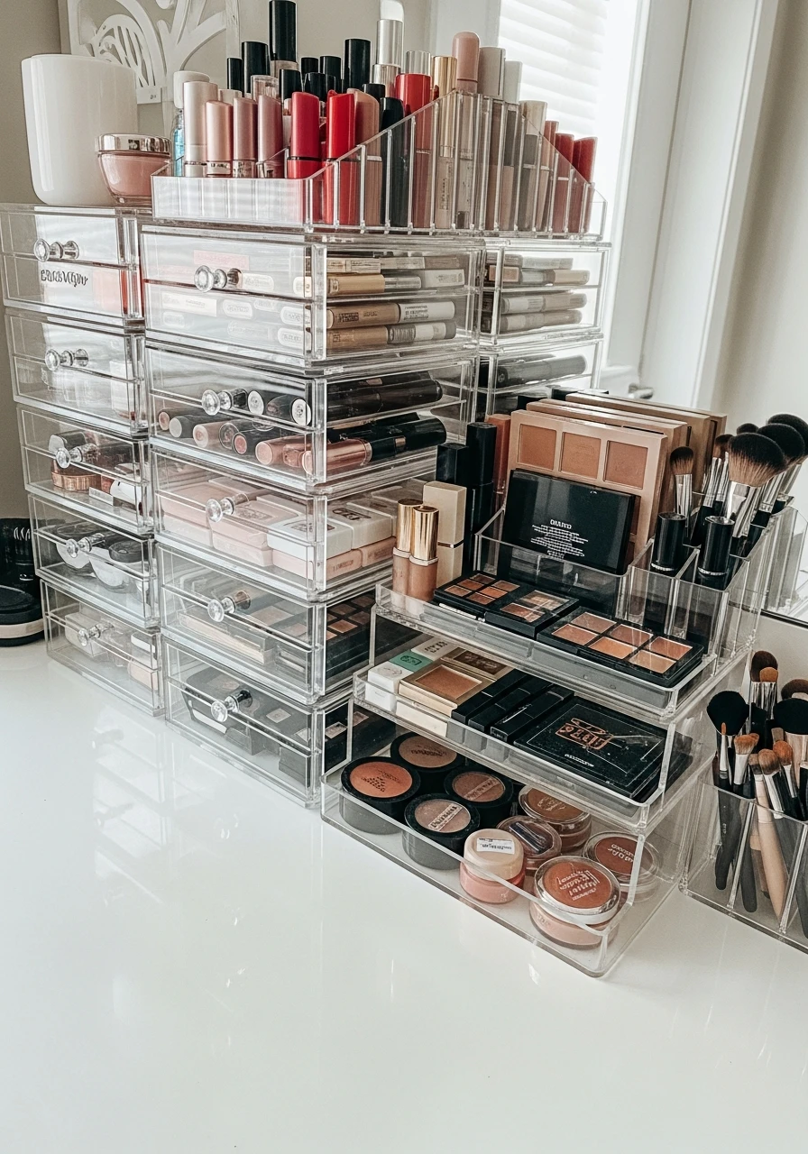 Acrylic-Organized Makeup Room - 50 Must-Try Makeup Room Ideas For Your Home