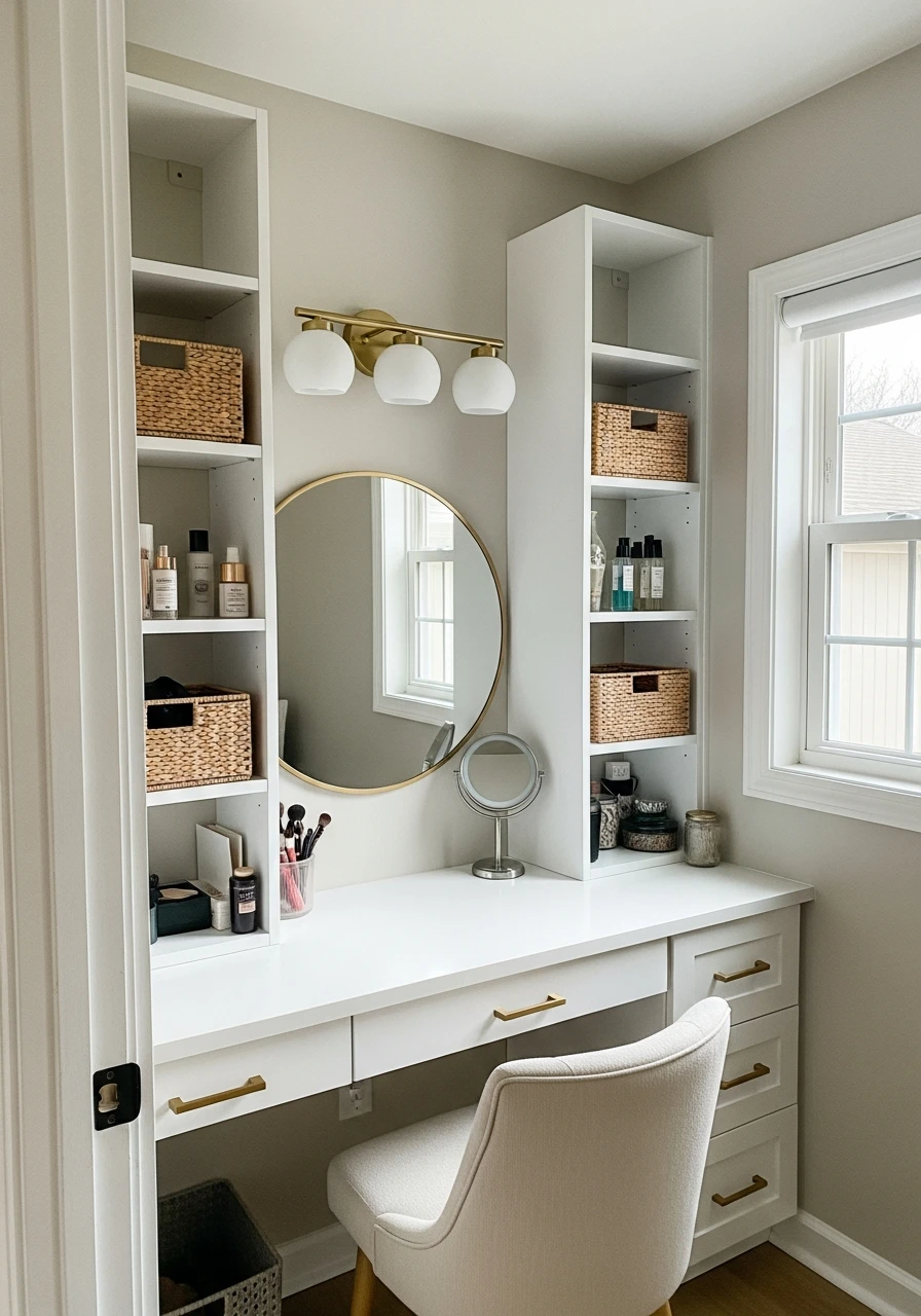 Vertical Shelf Makeup Room - 50 Must-Try Makeup Room Ideas For Your Home
