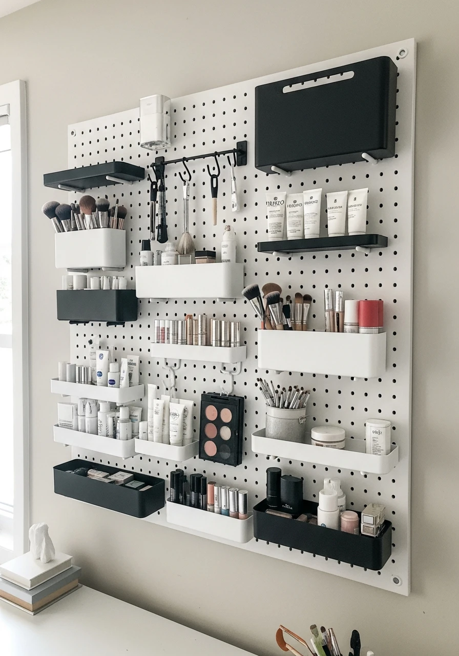 Pegboard Makeup Room Wall - 50 Must-Try Makeup Room Ideas For Your Home