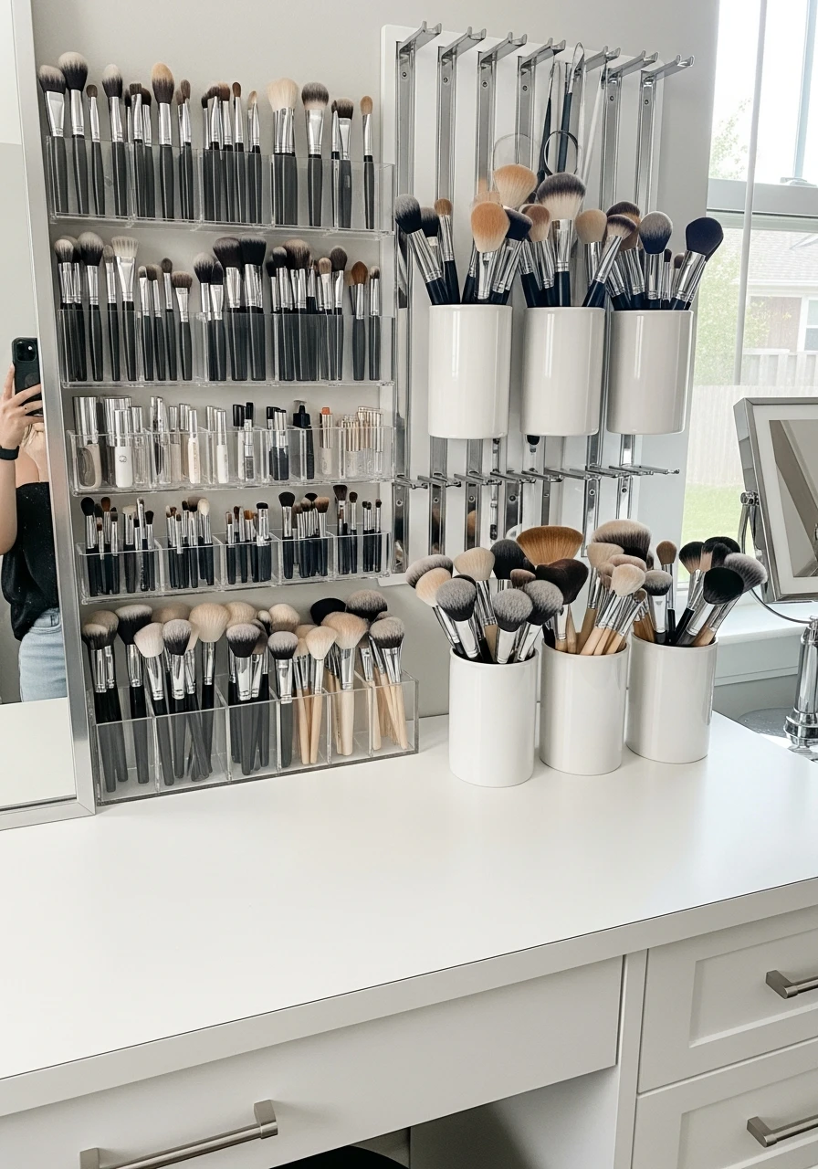 Brush-Focused Makeup Room - 50 Must-Try Makeup Room Ideas For Your Home