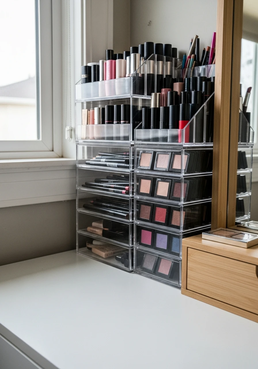 Stackable Bin Makeup Room - 50 Must-Try Makeup Room Ideas For Your Home