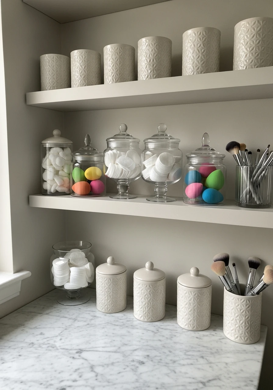 Jar-Display Makeup Room - 50 Must-Try Makeup Room Ideas For Your Home