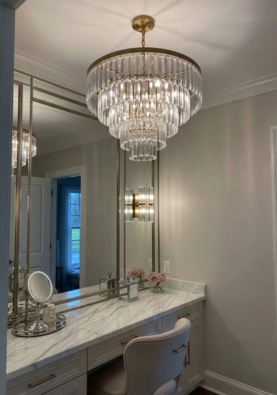 Statement Light Makeup Room - 50 Must-Try Makeup Room Ideas For Your Home