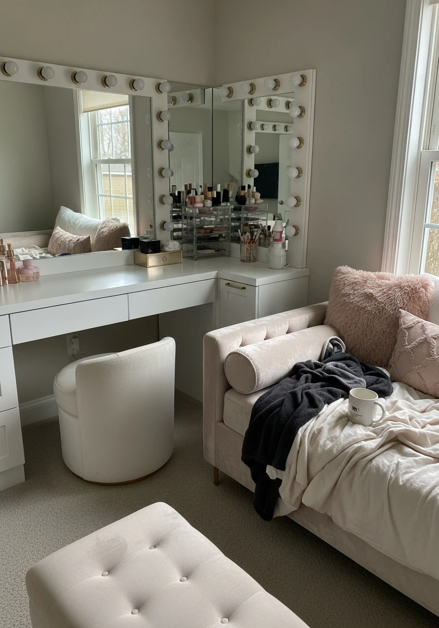Makeup Lounge Room - 50 Must-Try Makeup Room Ideas For Your Home