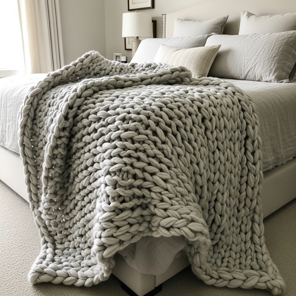 Cozy Knit Throw - 50 Master Bedroom Decor Ideas That Look Expensive (But Aren't)