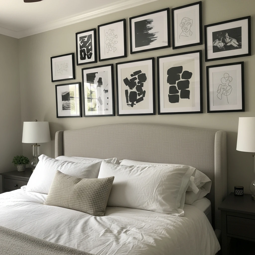 Create A Gallery Wall - 50 Master Bedroom Decor Ideas That Look Expensive (But Aren't)