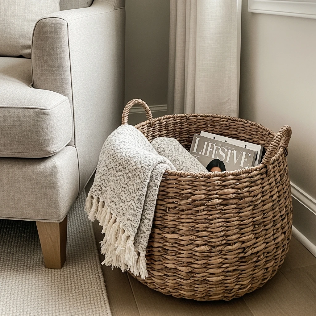 Use Decorative Baskets - 50 Master Bedroom Decor Ideas That Look Expensive (But Aren't)