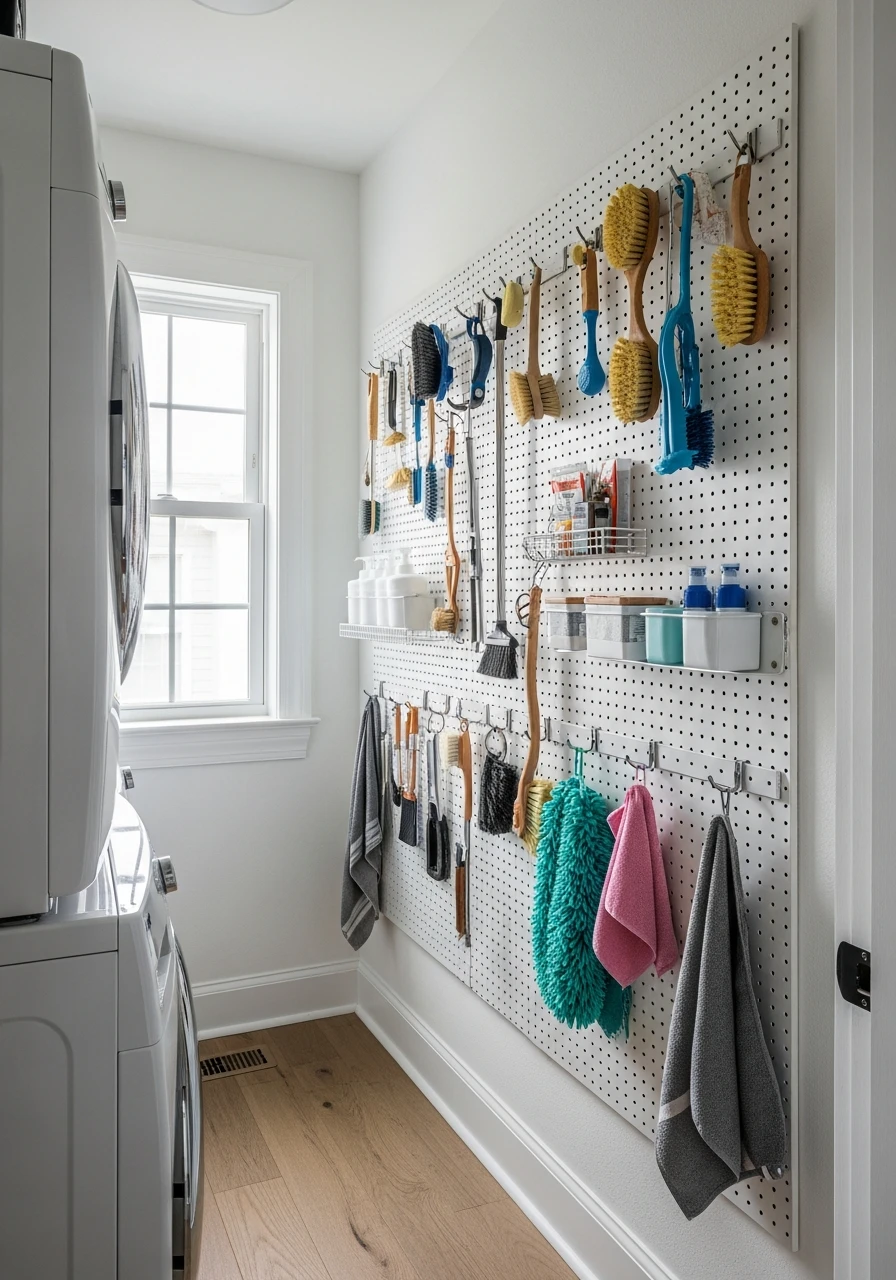 Install a Pegboard Wall - 50 Genius Narrow Laundry Room Ideas That Maximize Every Inch