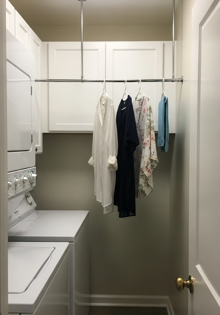 Install a Hanging Rod - 50 Genius Narrow Laundry Room Ideas That Maximize Every Inch