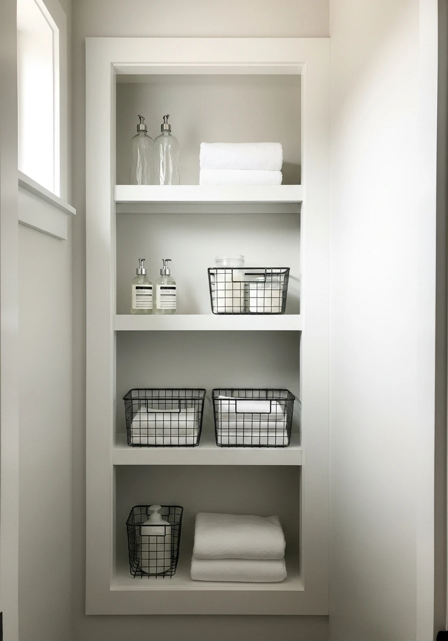 Build Shelves Into Walls - 50 Genius Narrow Laundry Room Ideas That Maximize Every Inch