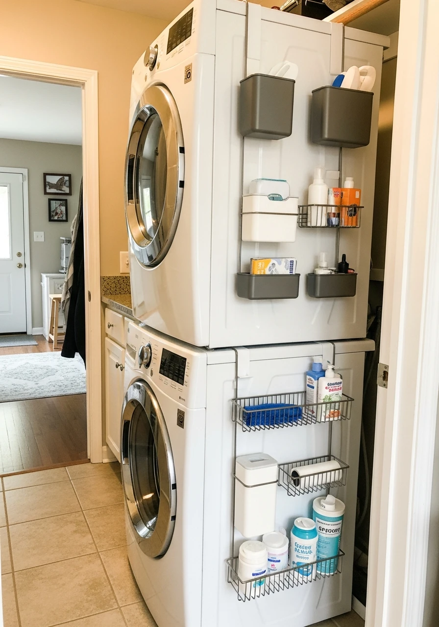 Magnetic Side Storage - 50 Genius Narrow Laundry Room Ideas That Maximize Every Inch