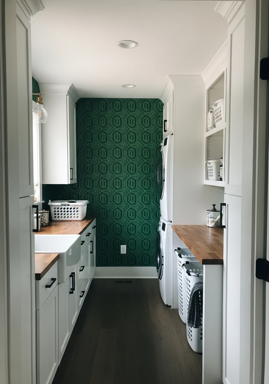 Accent the Far Wall - 50 Genius Narrow Laundry Room Ideas That Maximize Every Inch