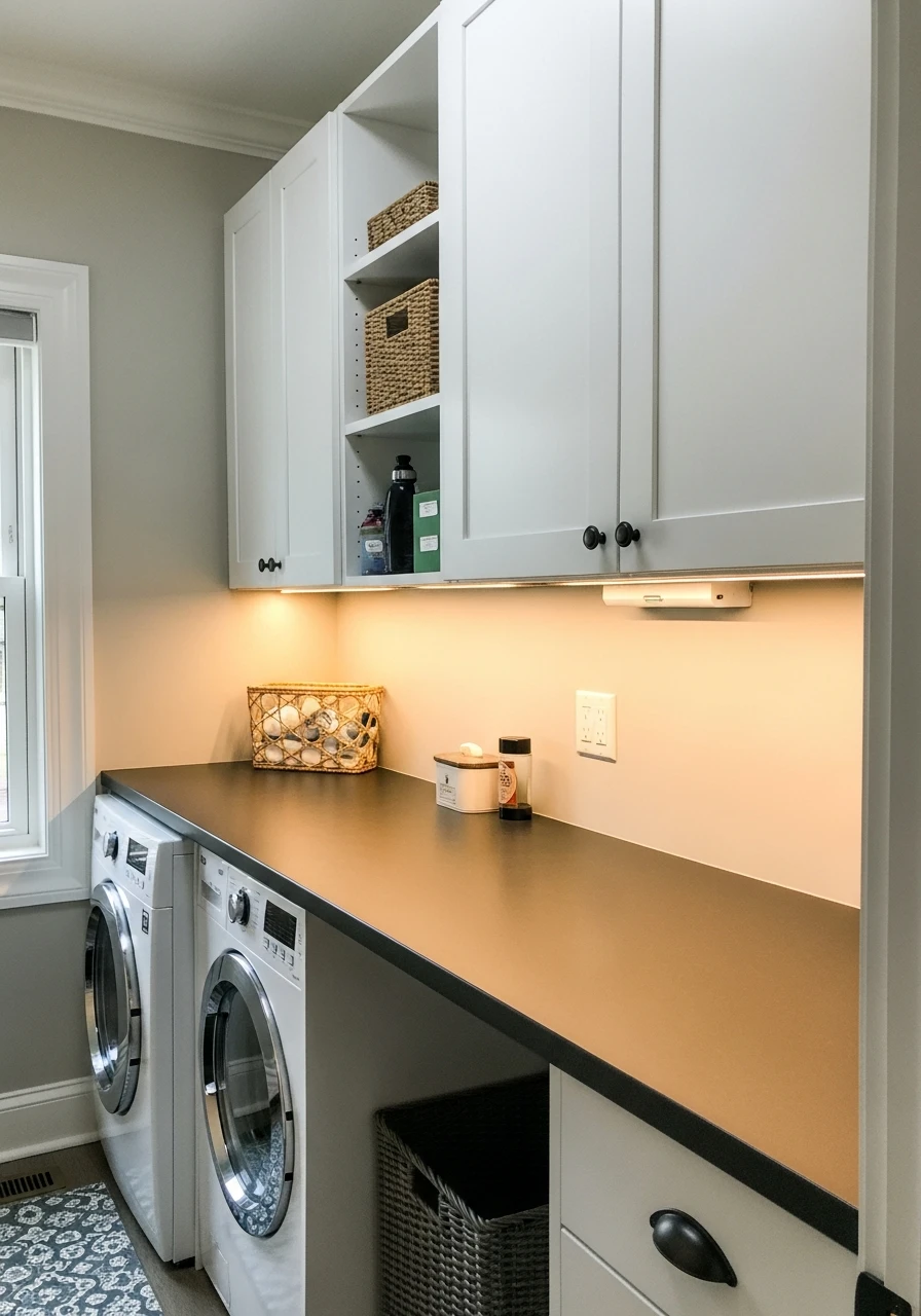 Install Task Lighting - 50 Genius Narrow Laundry Room Ideas That Maximize Every Inch