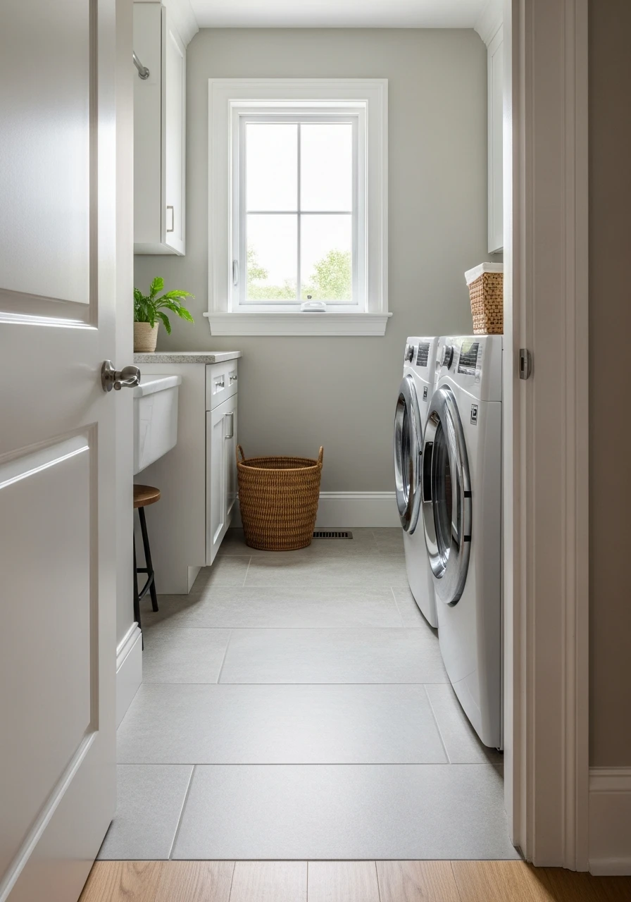 Safe Tile Flooring - 50 Genius Narrow Laundry Room Ideas That Maximize Every Inch