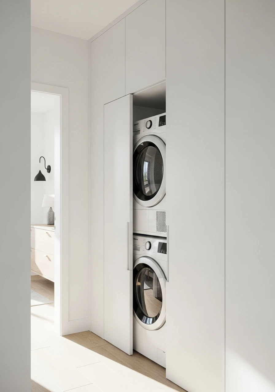 Conceal Laundry Behind Doors - 50 Genius Narrow Laundry Room Ideas That Maximize Every Inch
