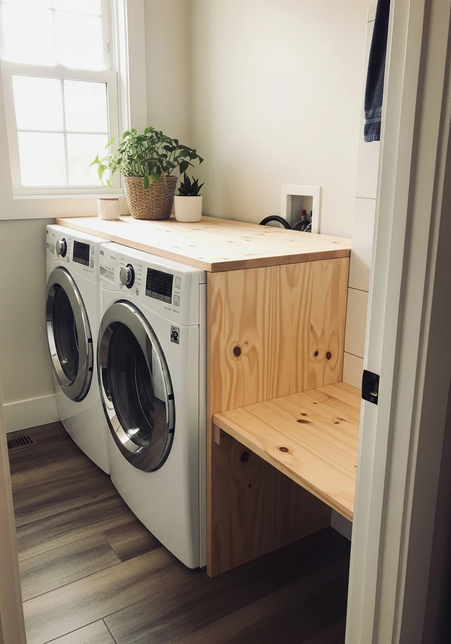 Add a Folding Bench - 50 Genius Narrow Laundry Room Ideas That Maximize Every Inch