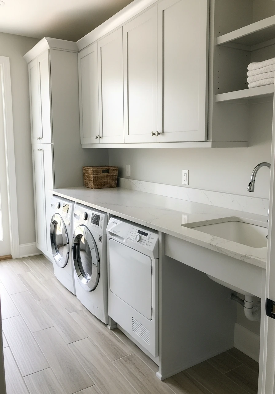 Functional Corridor Design - 50 Genius Narrow Laundry Room Ideas That Maximize Every Inch