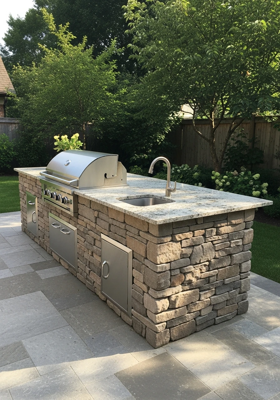 Rustic Stone Base Kitchen - 50 Outdoor Kitchen Design Ideas For A High-End Patio Look
