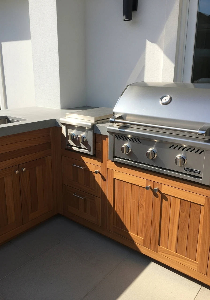 Warm Wood Accents Only - 50 Outdoor Kitchen Design Ideas For A High-End Patio Look