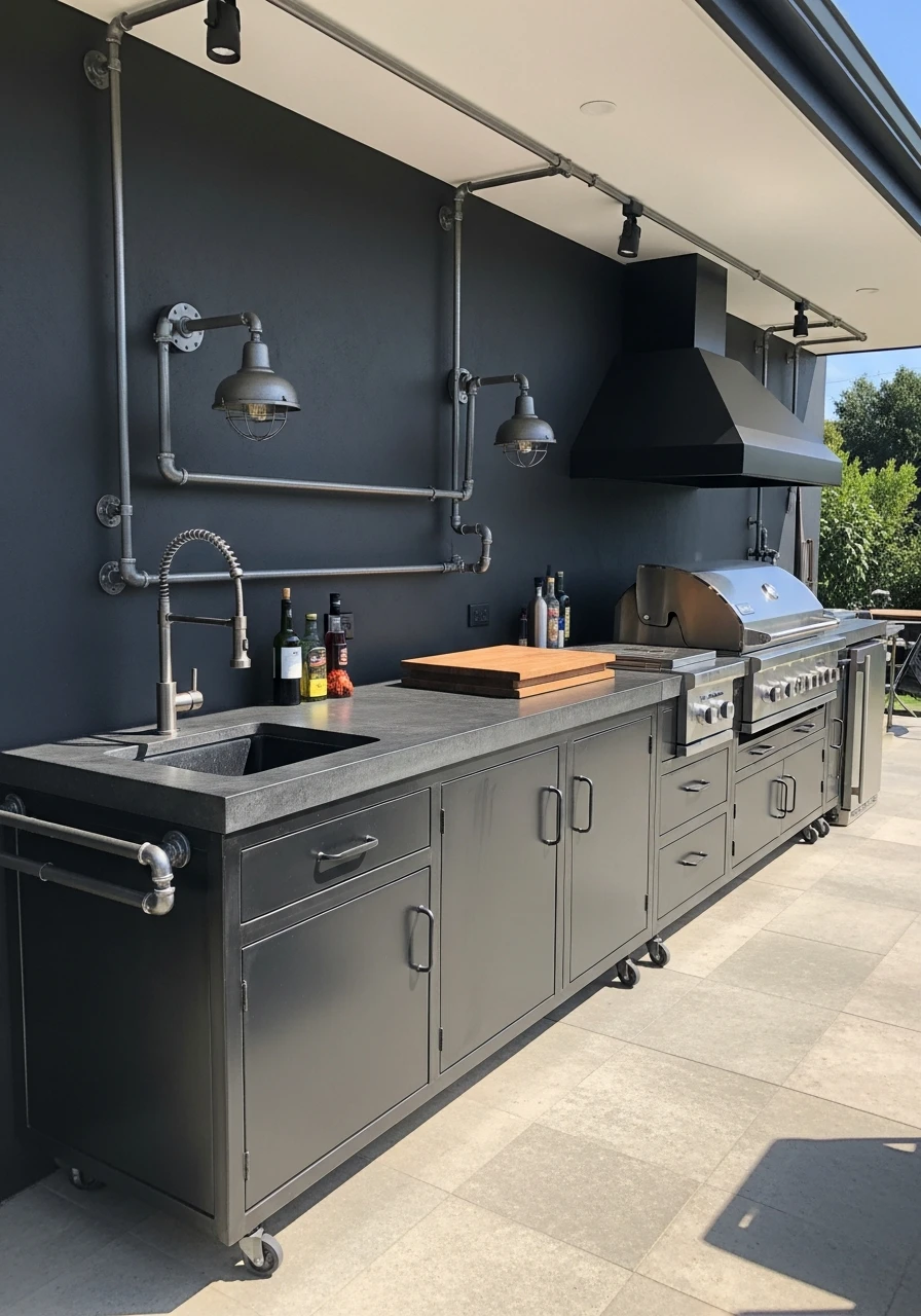 Bold Industrial Metal Style - 50 Outdoor Kitchen Design Ideas For A High-End Patio Look