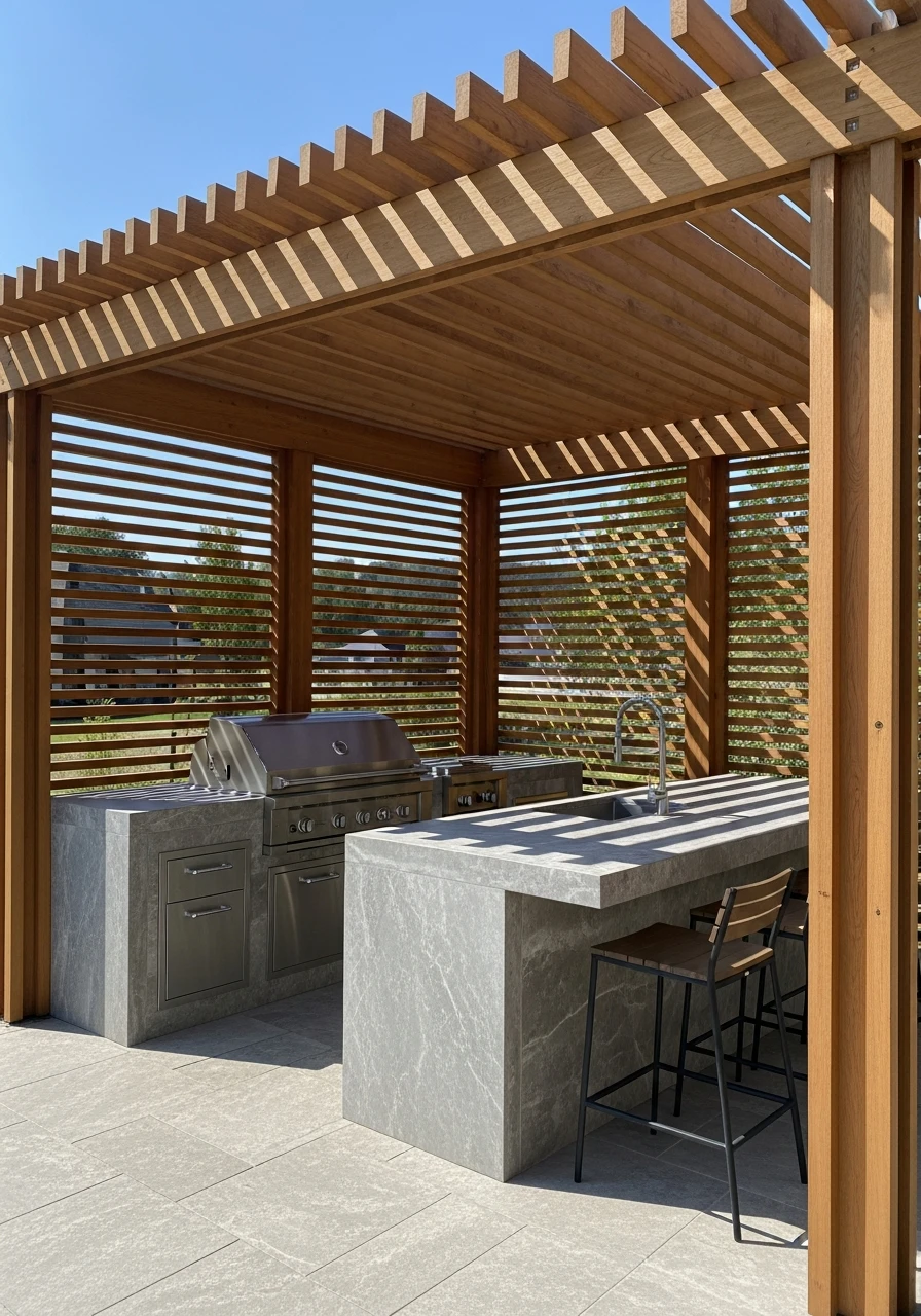 Pergola For Shade Cover - 50 Outdoor Kitchen Design Ideas For A High-End Patio Look