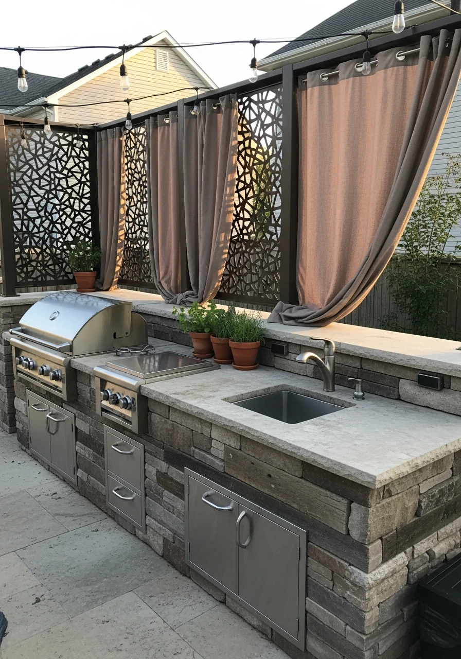 Screens For Privacy - 50 Outdoor Kitchen Design Ideas For A High-End Patio Look