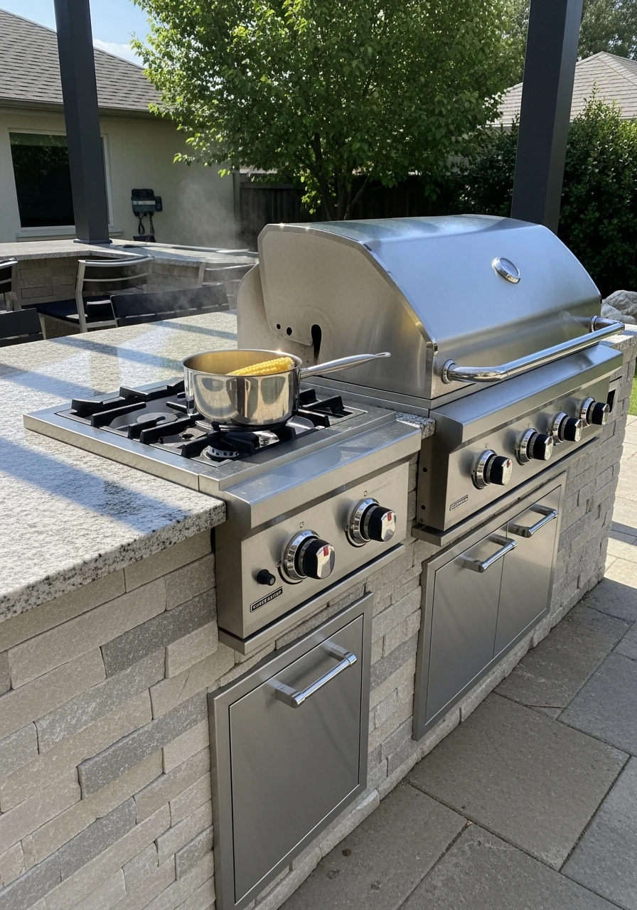 Integrated Side Burner Station - 50 Outdoor Kitchen Design Ideas For A High-End Patio Look