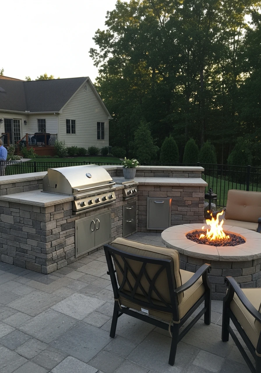 Kitchen By The Fire Pit - 50 Outdoor Kitchen Design Ideas For A High-End Patio Look